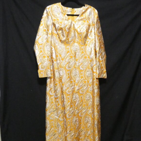 STYLED BY BARBARA'S FASHION Toronto Canada | Gold Patterned Dress | Zip-Up Back - Picture 1 of 16